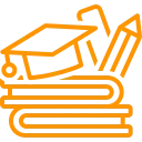 Education books and pencil icon